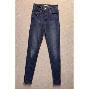 Levi's Mile High Super Skinny Jeans W26 Dark Wash Blue Denim High Rise